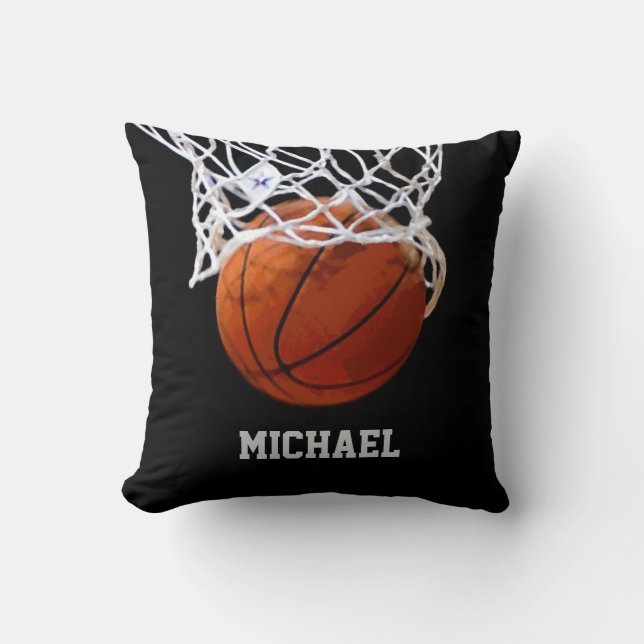Basketball Your Name Throw Pillow (Front)