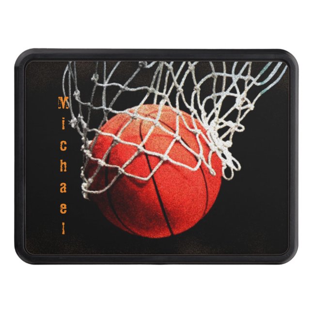 Basketball Your Name Trailer Hitch Cover (Front)