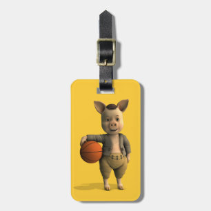 Basketballer Piglet Luggage Tag