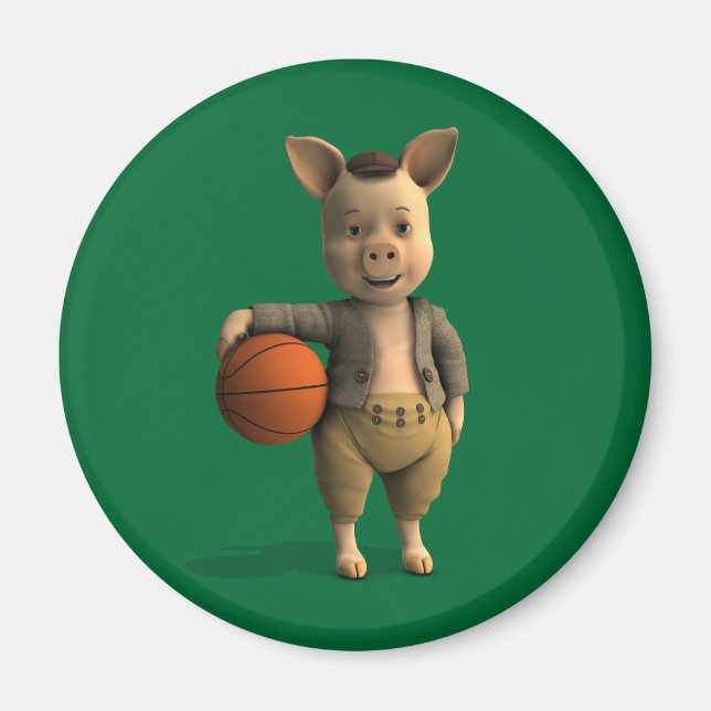 Basketballer Piglet Magnet (Front)