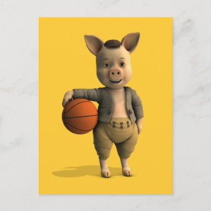 Basketballer Piglet Postcard
