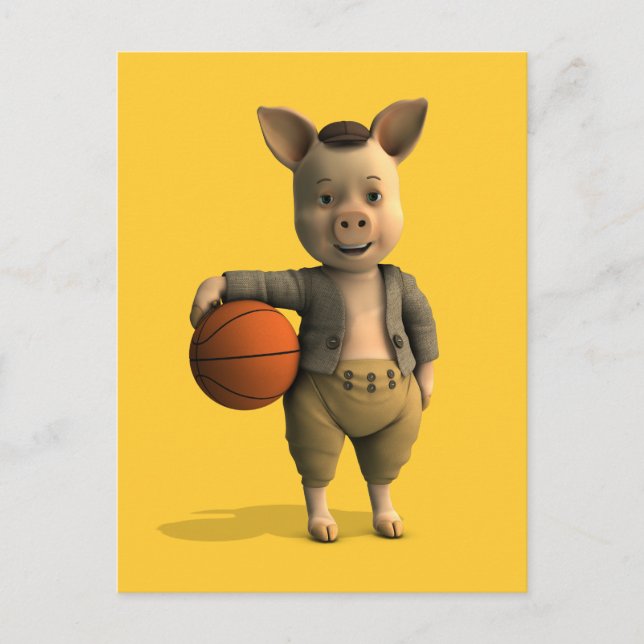 Basketballer Piglet Postcard (Front)