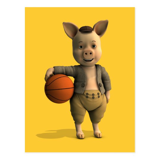 Basketballer Piglet Postcard