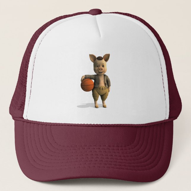 Basketballer Piglet Trucker Hat (Front)
