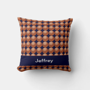 Basketballs, 16" Square Pillow, Blue Personalized Throw Pillow
