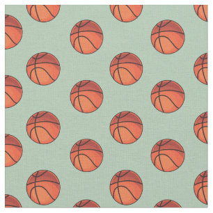 Basketballs on Sage Green Fabric