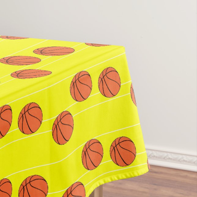 Basketballs pattern on tablecloth (In Situ)