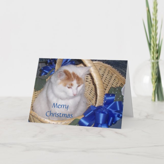 BASKETFUL OF PURRRRFECT CHRISTMAS WISHES HOLIDAY CARD (Front)