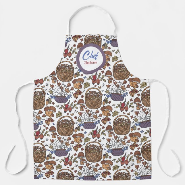 Baskets of Mushrooms, Personalized Chefs Apron (Front)