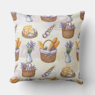  Baskets with Bread and Cheese by Natasha Us   Throw Pillow