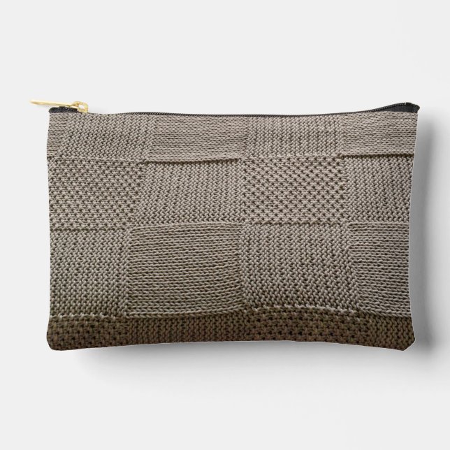 Basketweave Patchwork Knit by Shirley Taylor Accessory Pouch (Front)