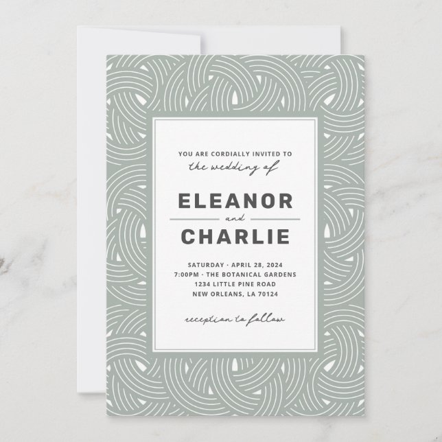 Basketweave Wedding Invitation (Front)