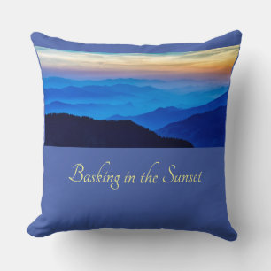 Basking in the Sunset Cornflower Blue Background Throw Pillow