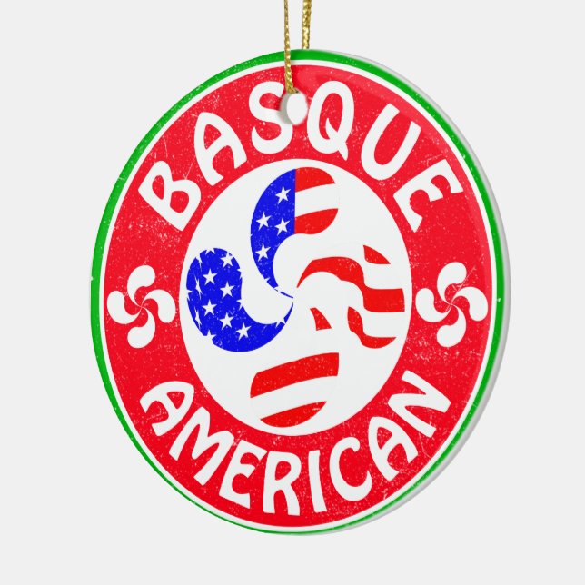 Basque American Euskara Lauburu Cross Ceramic Ornament (Left)