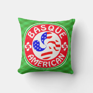Basque American Euskara Lauburu Cross Throw Pillow