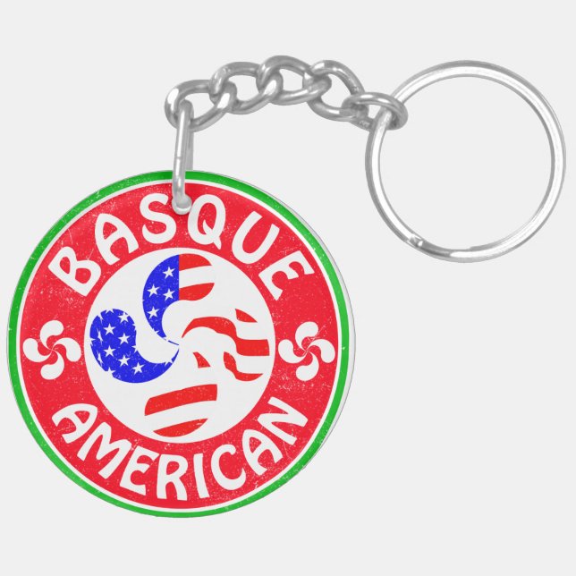 Basque American Euskara Lauburu   Keychain (Back Right)