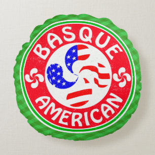 Basque American Lauburu Cross Round Pillow