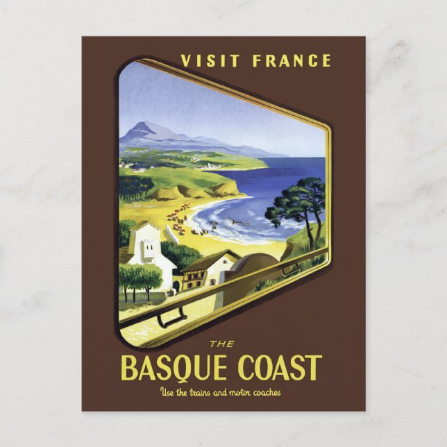 Basque Coast Travel Poster Postcard (Front)