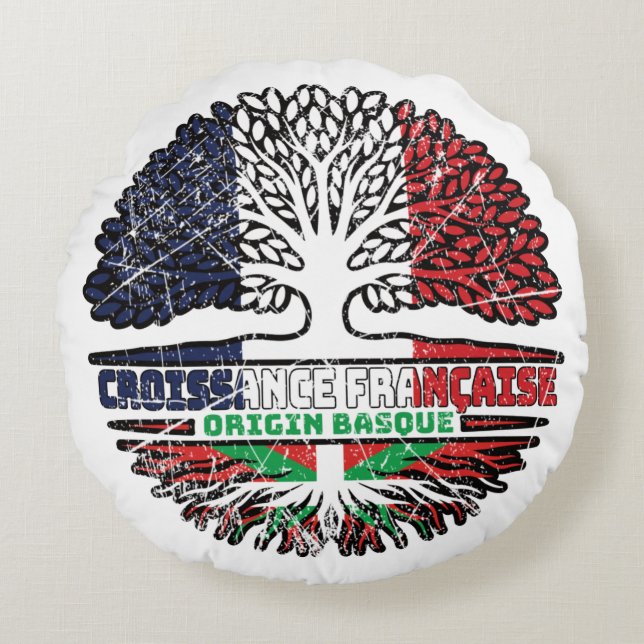 Basque Country Basque French France Tree Roots Round Pillow (Front)