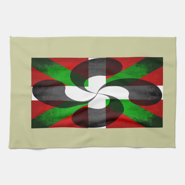 Basque Flag and Cross Kitchen Towel (Horizontal)