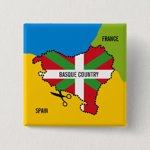 Basque flag Ikurriña, Basque Country independence, 2 Inch Square Button