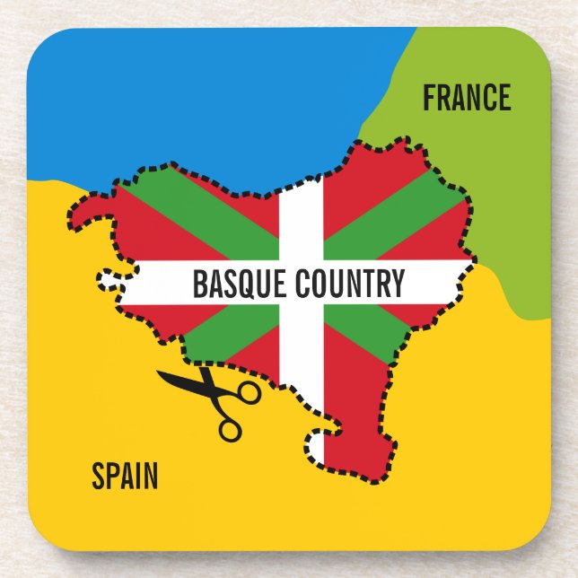 Basque flag Ikurriña, Basque Country independence, Coaster (Front)