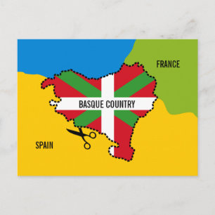 Basque flag Ikurriña, Basque Country independence, Postcard