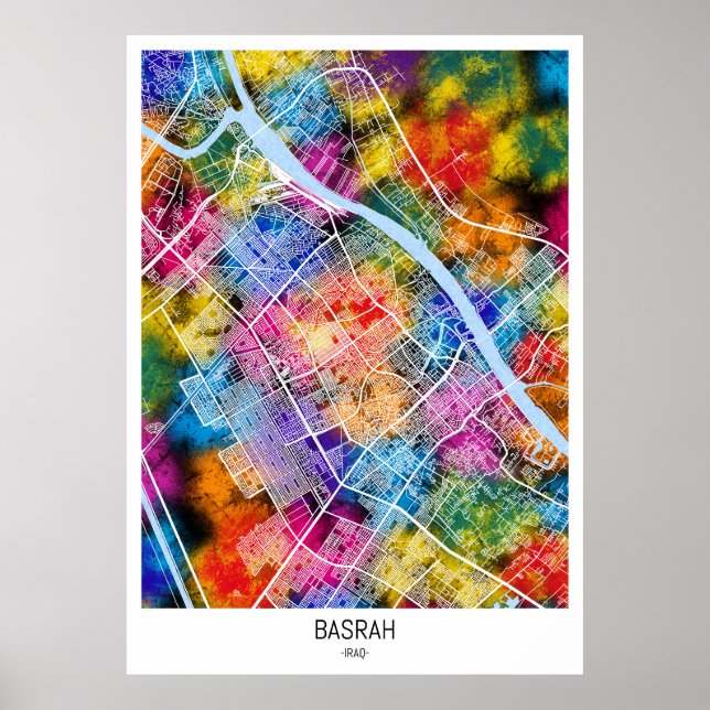 Basrah Iraq City Map Poster (Front)