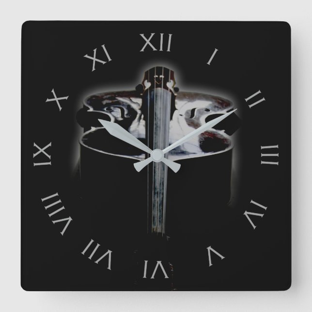 Bass 1 Grey Roman Numbers wccna Square Wall Clock (Front)
