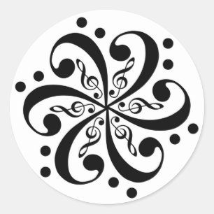 Bass and Treble Clef Swirl Stickers