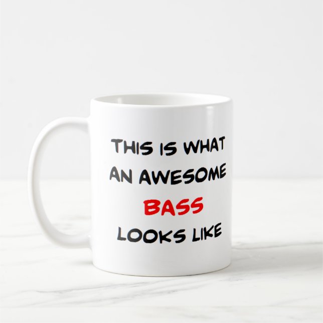bass, awesome coffee mug (Left)