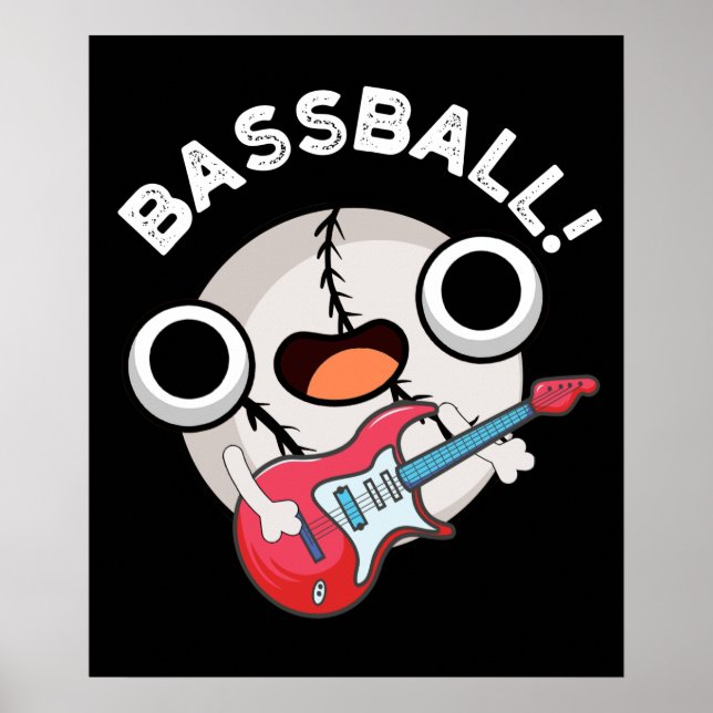 Bass-ball Funny Baseball Bass Pun Dark BG Poster (Front)