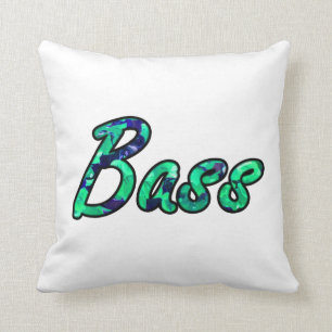 Bass bougie teal outline throw pillow