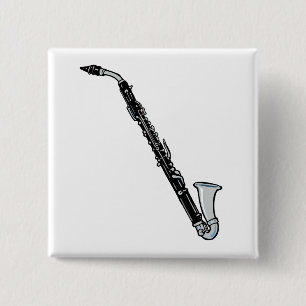Bass Clarinet Graphic, Just the Clarinet 2 Inch Square Button
