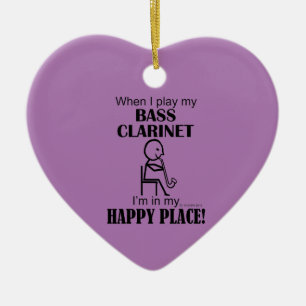 Bass Clarinet Happy Place Ceramic Ornament