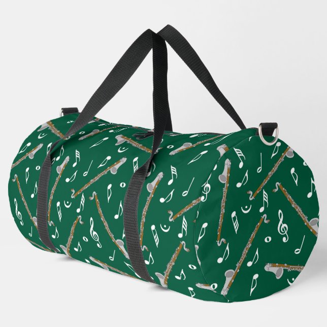 Bass Clarinet Music Note Pattern Duffle Bag (Left Corner)