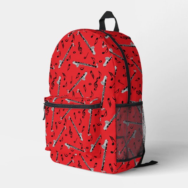 Bass Clarinet Music Note Pattern Printed Backpack (Back Corner Right)