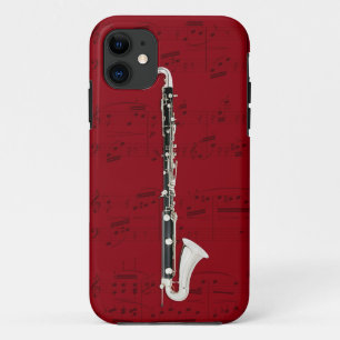 Bass Clarinet & music phone case. Pick colour iPhone 11 Case