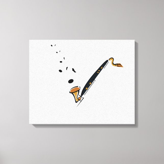 Bass Clarinet with music notes Canvas Print (Front)