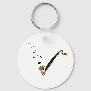 Bass Clarinet with music notes Keychain