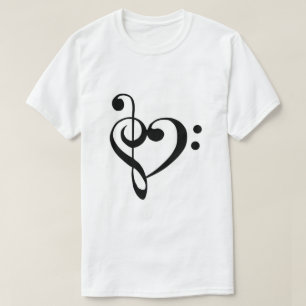 Bass Clef and Treble Clef Heart T-Shirt