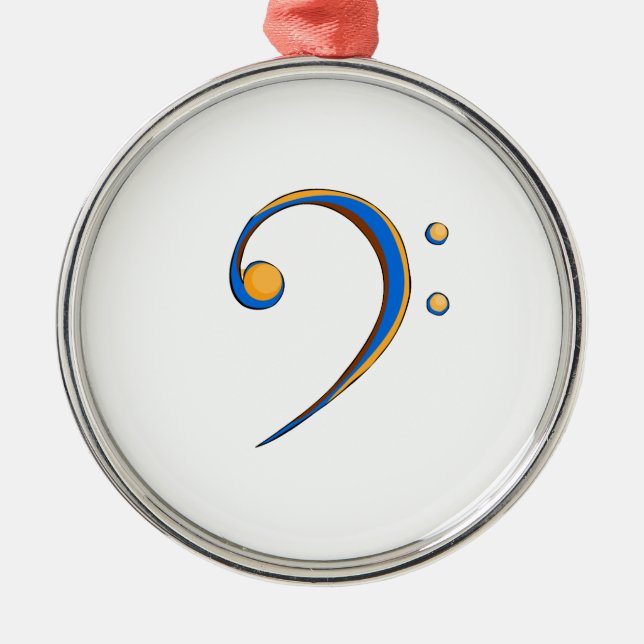 Bass Clef Casual Style Orange and Blue Metal Ornament (Front)