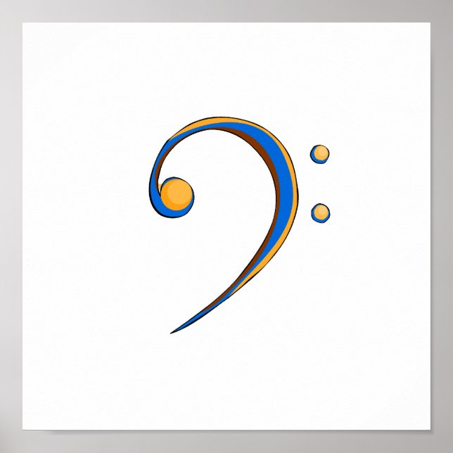 Bass Clef Casual Style Orange and Blue Poster (Front)