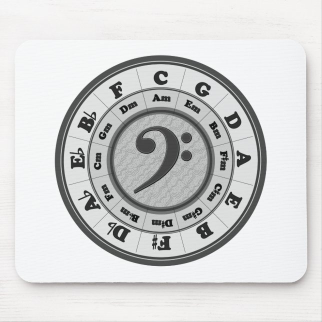 Bass Clef Circle of Fifths Mouse Pad (Front)