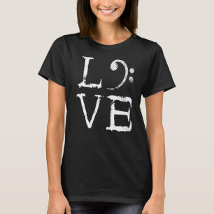 Bass Clef Creepy Love Bass Guitar Player Bass Guit T-Shirt