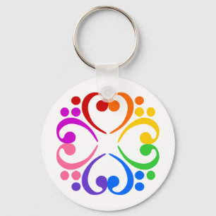 Bass Clef Flower Keychain