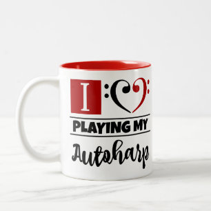 Bass Clef Heart I Love Playing My Autoharp Two-Tone Coffee Mug