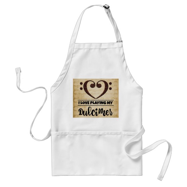 Bass Clef Heart I Love Playing My Dulcimer Standard Apron (Front)