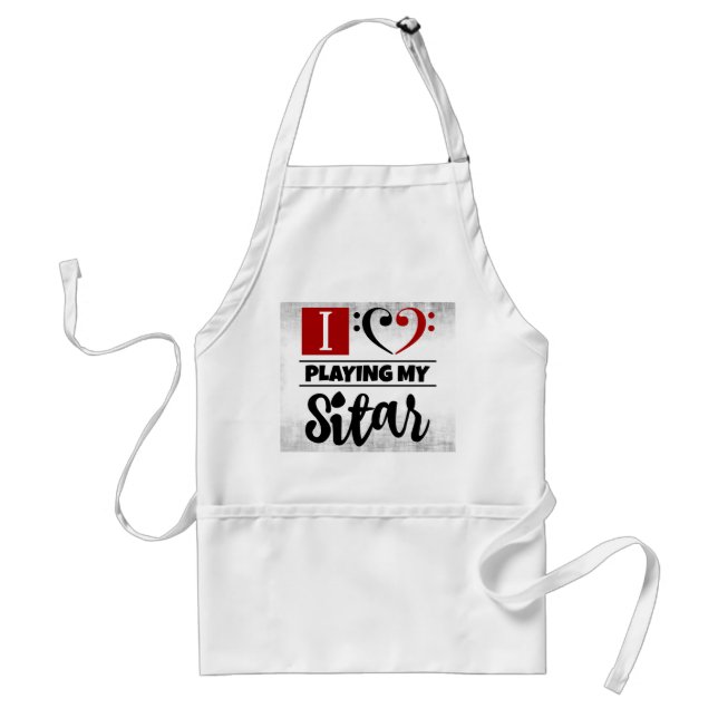 Bass Clef Heart I Love Playing My Sitar Standard Apron (Front)