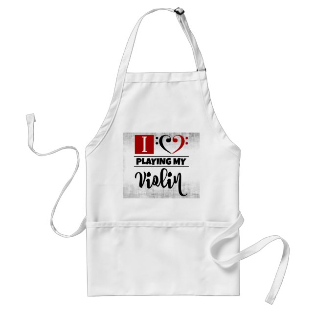 Bass Clef Heart I Love Playing My Violin Standard Apron (Front)